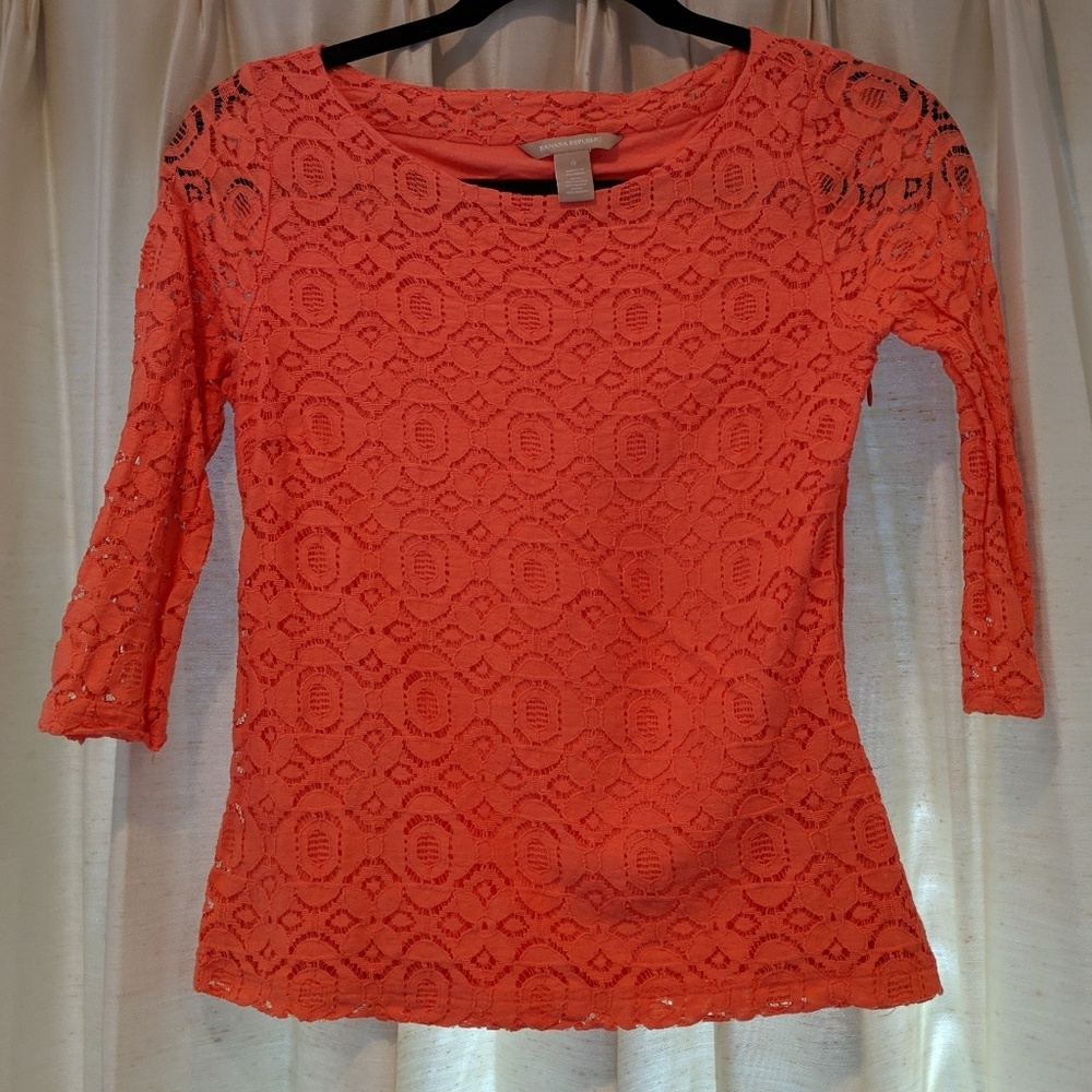 Banana Republic eyelet three-quarter sleeve shirt